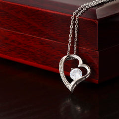 To Mom - 14ct White Gold. 18ct Yellow Gold, Forever Love Heart Necklace, Luxury Box