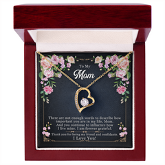 To Mom - 14ct White Gold. 18ct Yellow Gold, Forever Love Heart Necklace, Luxury Box