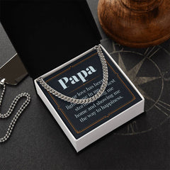 Papa Father's Day Gift - Stainless Steel, 18ct Yellow Gold Finish, Luxury Box - Necklace