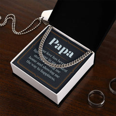 Papa Father's Day Gift - Stainless Steel, 18ct Yellow Gold Finish, Luxury Box - Necklace