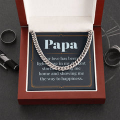 Papa Father's Day Gift - Stainless Steel, 18ct Yellow Gold Finish, Luxury Box - Necklace