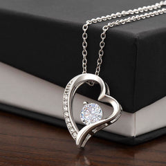 To Mom - 14ct White Gold. 18ct Yellow Gold, Forever Love Heart Necklace, Luxury Box