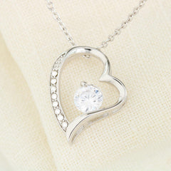 To Mom - 14ct White Gold. 18ct Yellow Gold, Forever Love Heart Necklace, Luxury Box