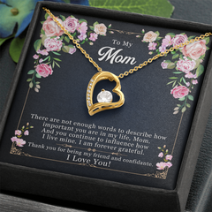 To Mom - 14ct White Gold. 18ct Yellow Gold, Forever Love Heart Necklace, Luxury Box